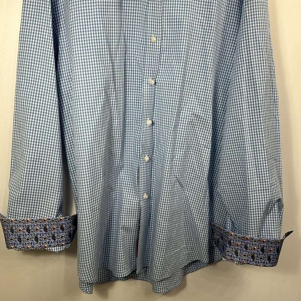 Robert Graham blue and white button-down dress shirt size XL - Picture 3 of 13